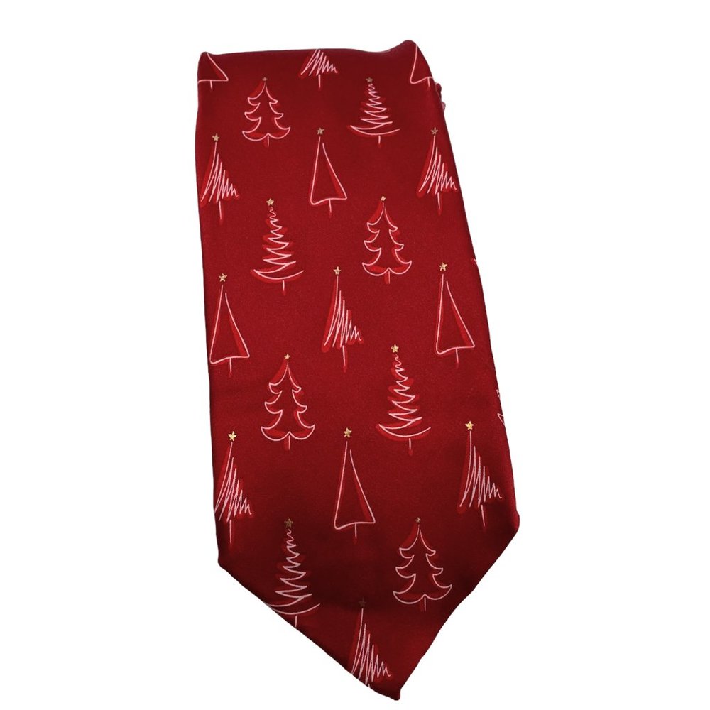 HO HO HO Red Silk Christmas Tree Holiday Tie